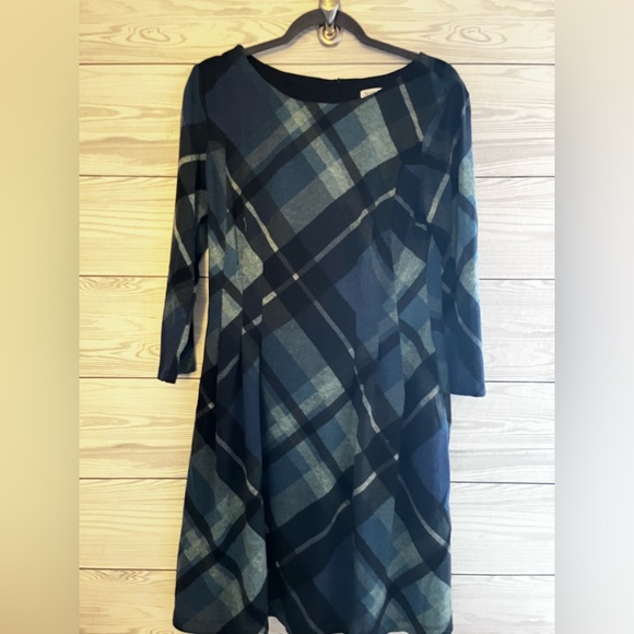 Northstyle Blue Green Plaid Midi Pocket Women's Dress 8 - Picture 2 of 14